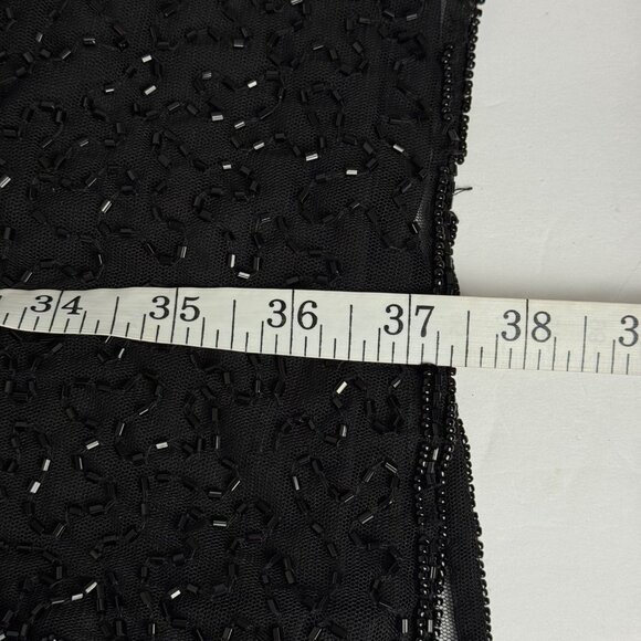 Pisarro Nights V Neck Cocktail Dress Beaded Mesh Sz 6 READ Formal 3/4 Sleeve - Picture 12 of 14